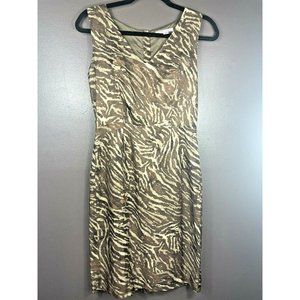 Banana Republic Tiger Print Sheath Dress Size 2 Rayon Blend Lined Knee Length
